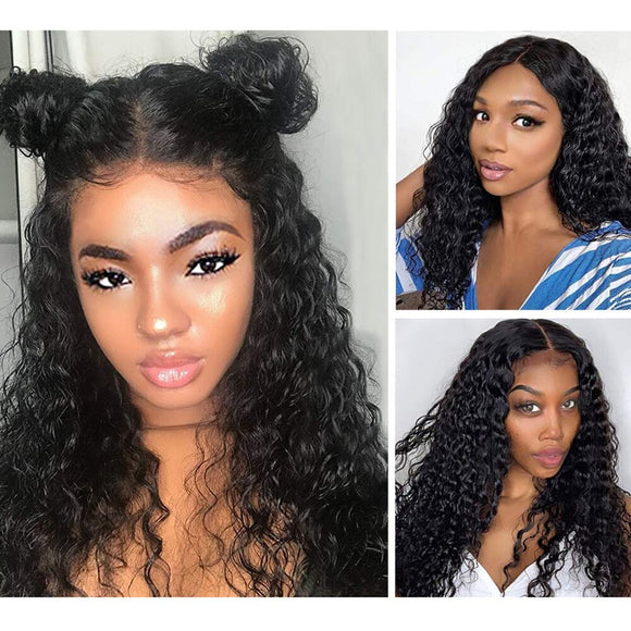Lace Front Wigs Long Curly Human Remy Hair Wigs Women Brazilian Black Loose Deep Curly 13x6 Swiss Lace Frontal Wigs Pre Plucked